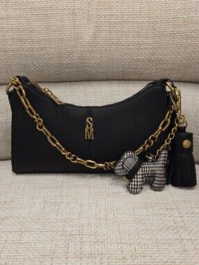 Steve Madden Black Shoulder Bag with Gold Chain